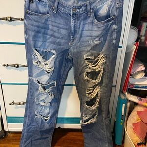 KanCan Blue Distressed Straight Leg Jeans